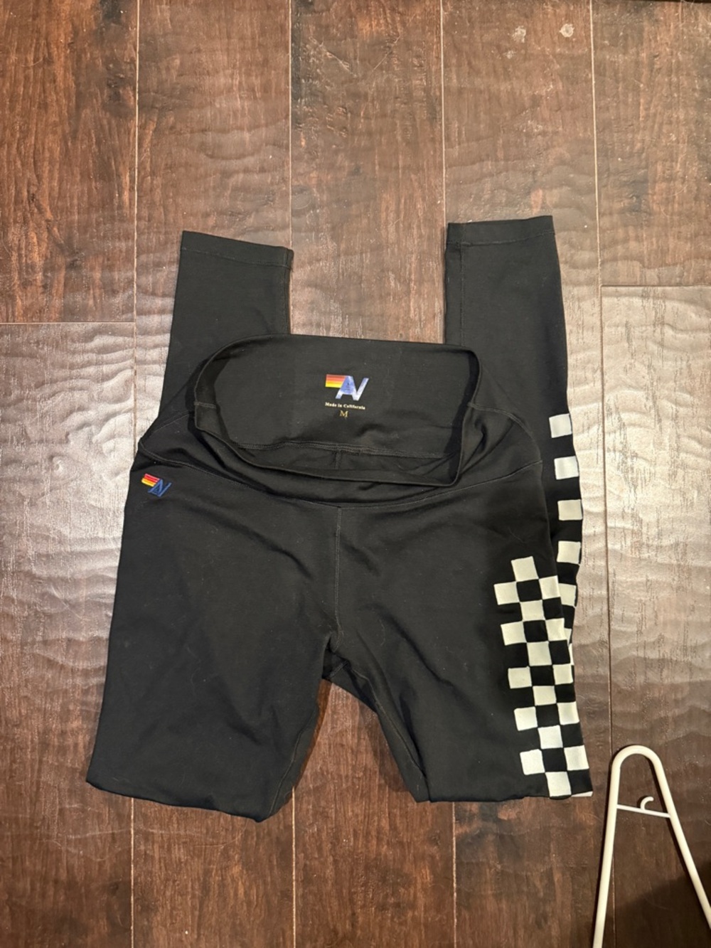 Aviator Nation Black Leggings with Rainbow Logo - Picture 3 of 3